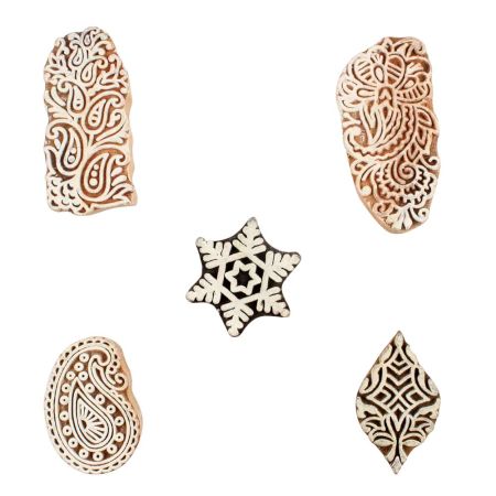 Set of 5 Piece New Mix Wooden Printing Blocks